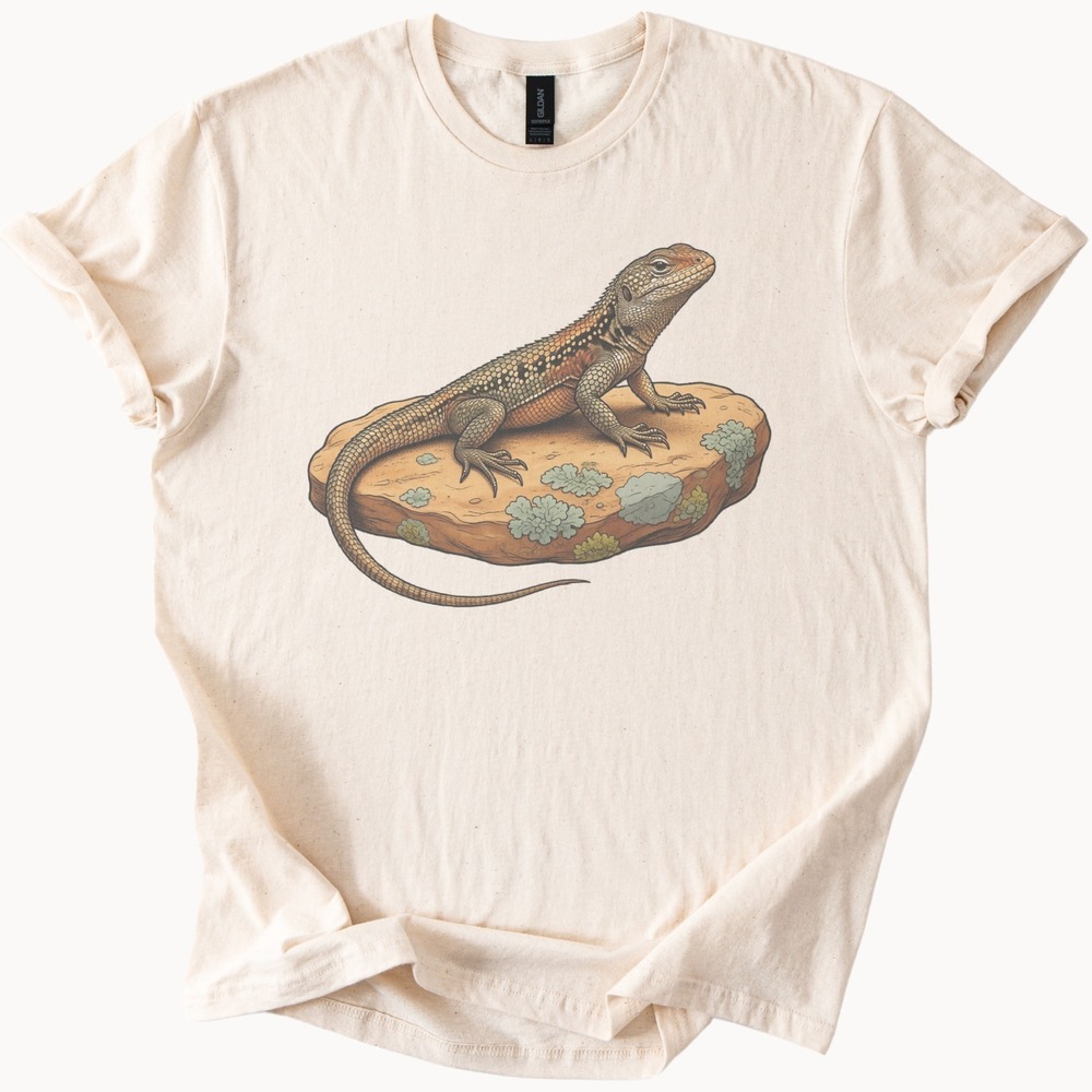 Lizard Resting on a Lichen-Covered Rock Tee